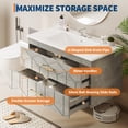 thumbnail image 4 of Modern Floating Bathroom Vanity Set – 36 Inch Wall Mounted Cabinet with 2 Large Soft-Close Drawers, Gold Handles, Ceramic basin, Easy Assembly – Grey, 36 inches, 4 of 6