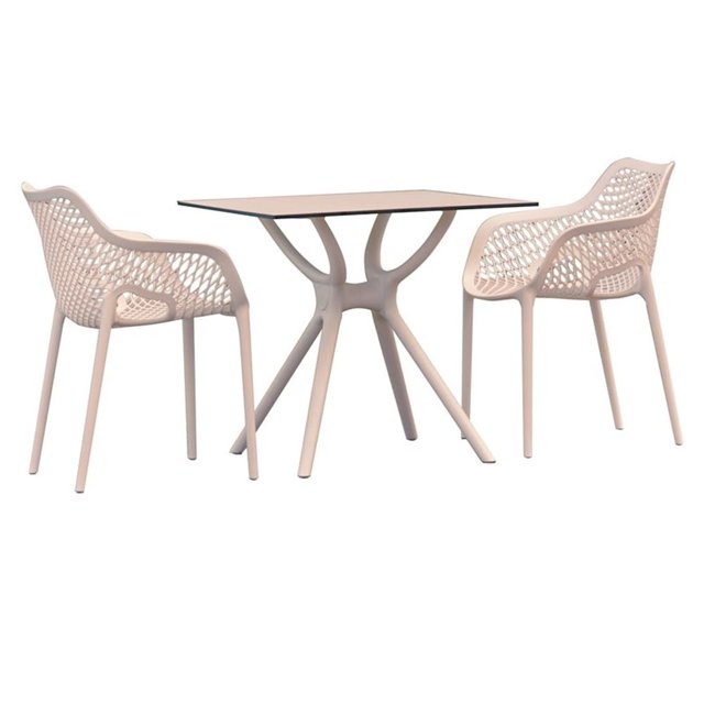 Ensemble de Salle à Manger Air TG avec 2 Chaises à Accoudoirs Blanc