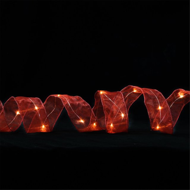Boovnll Christmas LED Ribbon 3.3FT 10 LED Copper Wire Lace Bows String Lights Christmas Ribbon with Lights for Holiday Indoor Xmas Tree, Wedding, Party Decor, Christmas Decorations