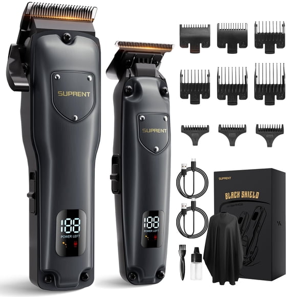 SUPRENT Mens Hair Clippers Cordless Rechargeable Hair Cutting Kits with LED Display Professional Hair Clipper and Trimmer for Barbers & Home Use