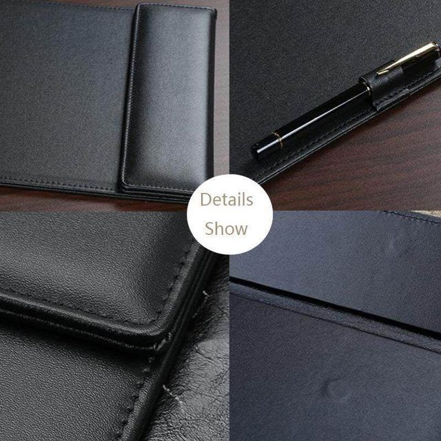 pitrice PU Leather A4 Clipboard Tablet Writting Pad Pen Clip Black