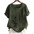 thumbnail image 4 of Chemise à Manches Longues Femme Femmes Été Décontracté Col Rond Manches Courtes Imprimé Chemise Ample Hauts Femmes Hauts d'Été Coupe Ample Femmes Hauts à Manches Courtes Femmes Hauts à Manches Courtes, 4 of 5