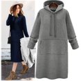 thumbnail image 1 of IMENGL Robe Longue à Capuche Automne Couleur Unie, Bleu 5TG, Taille M-5TG, 1 of 3
