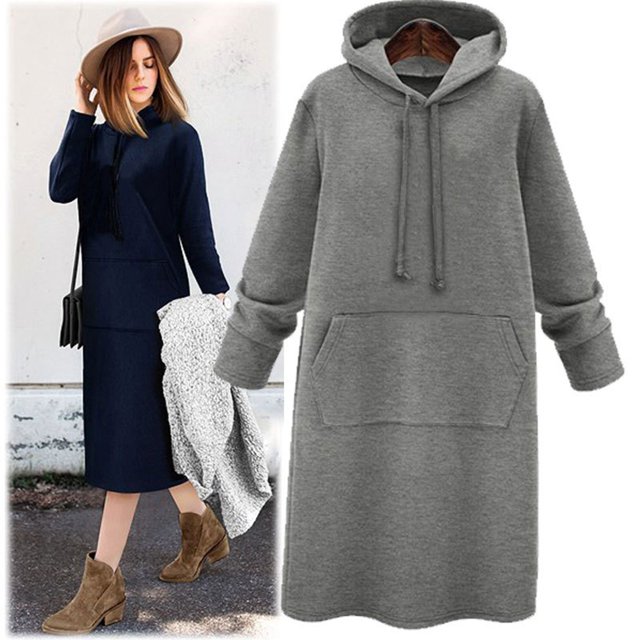 IMENGL Robe Longue à Capuche Automne Couleur Unie, Bleu 5TG, Taille M-5TG