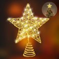 thumbnail image 3 of Pisexur Christmas Decorations Xmas Tree Decor Christmas Tree Decoration Lights Led Copper Wire Star Lights Wrought Iron Glitter Christmas Tree Top Star With String Lights, 3 of 6