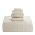 thumbnail image 4 of Clara Clark Home Quilt Set Bedspread - Ultra Soft Microfiber Embossed Grid Weave Pinsonic Lightweight - Quilted Comforter 5 Piece Bedding Set - 2 Pillow Shams, 2 Euro Shams - King, Beige Cream, 4 of 4