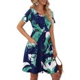 thumbnail image 4 of Birdeem Robe Femme Décontractée Aguichant Mode Été Manches Courtes Ample Imprimée Ajustée Poche Boutons Col en V, 4 of 8