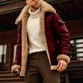thumbnail image 1 of EGNMCR Jackets for Men Men Casual Solid Turndown Winter Thicken Cool Zipper Patchwork Jacket, 1 of 3