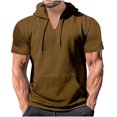 thumbnail image 1 of Birdeem Blouse à Capuche pour Hommes Chemise de Sport Unie avec Boutons Col Rond Manches Courtes, 1 of 12