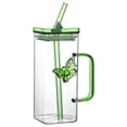 thumbnail image 2 of Square Glass Tumbler With Handle, Double-Wall Glass Straw Cup, Stylish Two-Way Tumbler, Glass Material, 0.35L Capacity, Durable, Multi-Purpose, 2 of 9