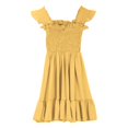 thumbnail image 5 of LUOGENLI Robe Filles Robes d'Été Smockées Sans Manches avec Poches Robe pour Filles Robe Crayon Midi Jaune 11-12 Ans, 5 of 5