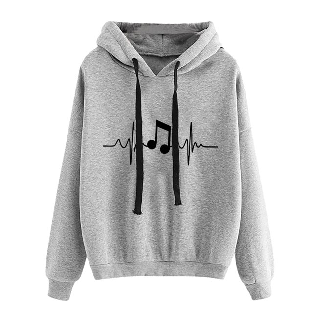 XZNGL Womens Round Neck Hooded Drawstring Printed Sweatshirts Long Sleeved Top Sweatshirts