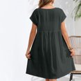 thumbnail image 4 of Yuyuzo Robes d'Été pour Femmes 2025 Coton Lin Manches Courtes Plissées Robe Midi Décontractée T-Shirt Fluide Robe d'Été, 4 of 5