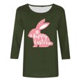 thumbnail image 4 of RKSTN Hauts pour Femmes Pâques Mignon Lapin Imprimé Coupe Ample Hauts Col Rond Manches 3/4 Printemps Été Blouse Douce Hauts, 4 of 4