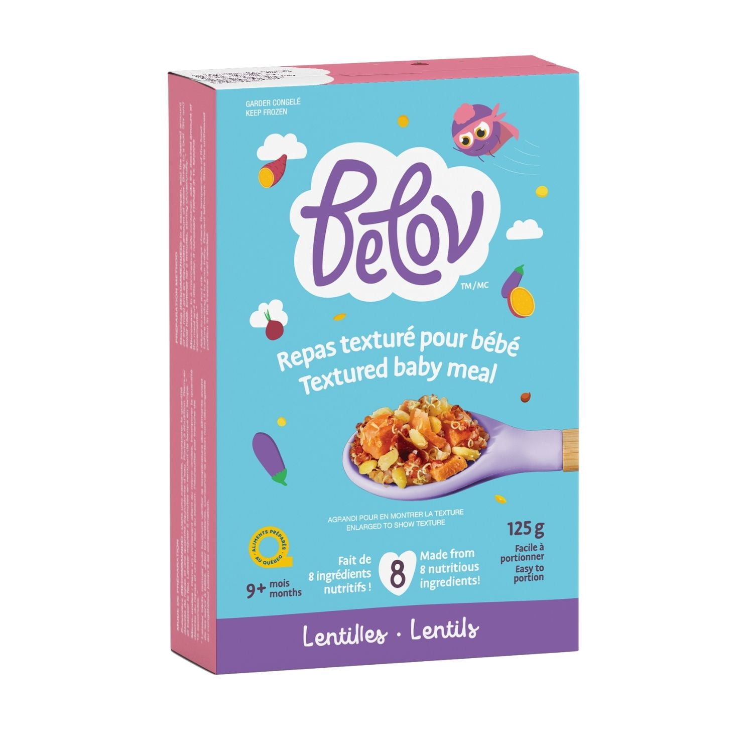 Belov Textured Baby Meal, Lentils, Frozen Baby Food for Babies 9+ Months, 100 g