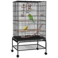 thumbnail image 1 of PawHut Cage à Oiseaux avec Support Roulant, Jouets, pour Perruches Canaris Noir, 1 of 10