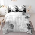 thumbnail image 1 of YST 7pcs Ombre Gradient Gray Oil Painting Comforter Set, King, 1 of 4