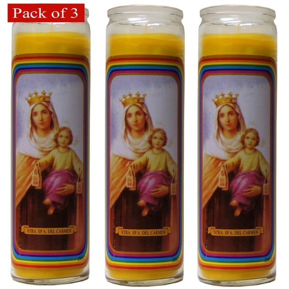 Religious Candle Red with Picture of Juan Pablo, Devotional & Meditation Glass Candle (Pack of 3 Candles)