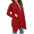 thumbnail image 4 of UPPADA Longs Cardigans Boutonnés pour Femmes Cardigan Chic à devant Ouvert Chandail à Dos Ouvert Chandails Molletonnés avec Poches Rouge,m, 4 of 6