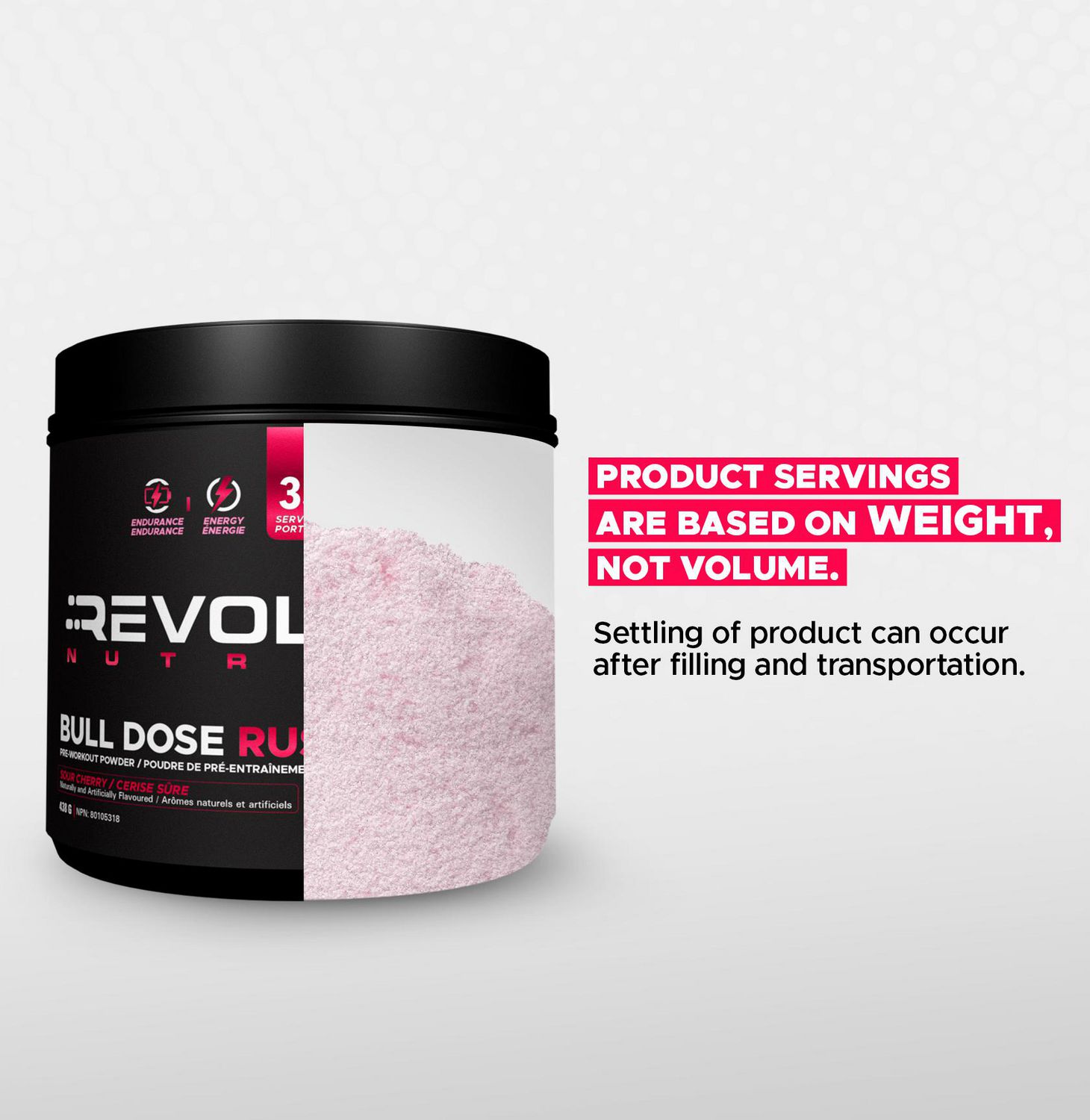Revolution Nutrition, Bull Dose Rush, Pre Workout Powder, Citrulline Malate, Helps Improve Focus, For Men & Women, Supports Pumps & Strength, 438g