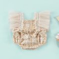 thumbnail image 2 of Baby Girls Sweet Style Romper  Summer Autumn Infant Mesh Splicing Rhinestone Faux Pearl Decoration Sleeveless Jumpsuit, 2 of 7