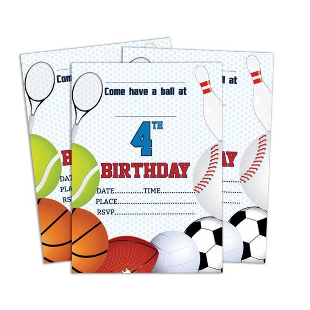 Darling Souvenir Blue Birthday Invitation Card Printable Fill or Write In Blank Invites Party Supplies Pack Of 28 5 x 7 Inches