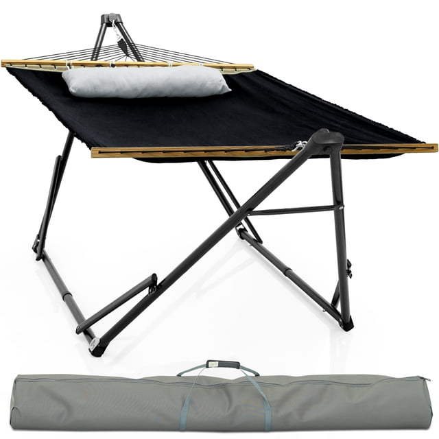 Tranquillo Unity Support de Hamac Ajustable, Support de Hamac Double en Acier Capacité de 800 Lb pour 2 Personnes, Support Préassemblé de Qualité Supérieure pour Intérieur Extérieur, Noir