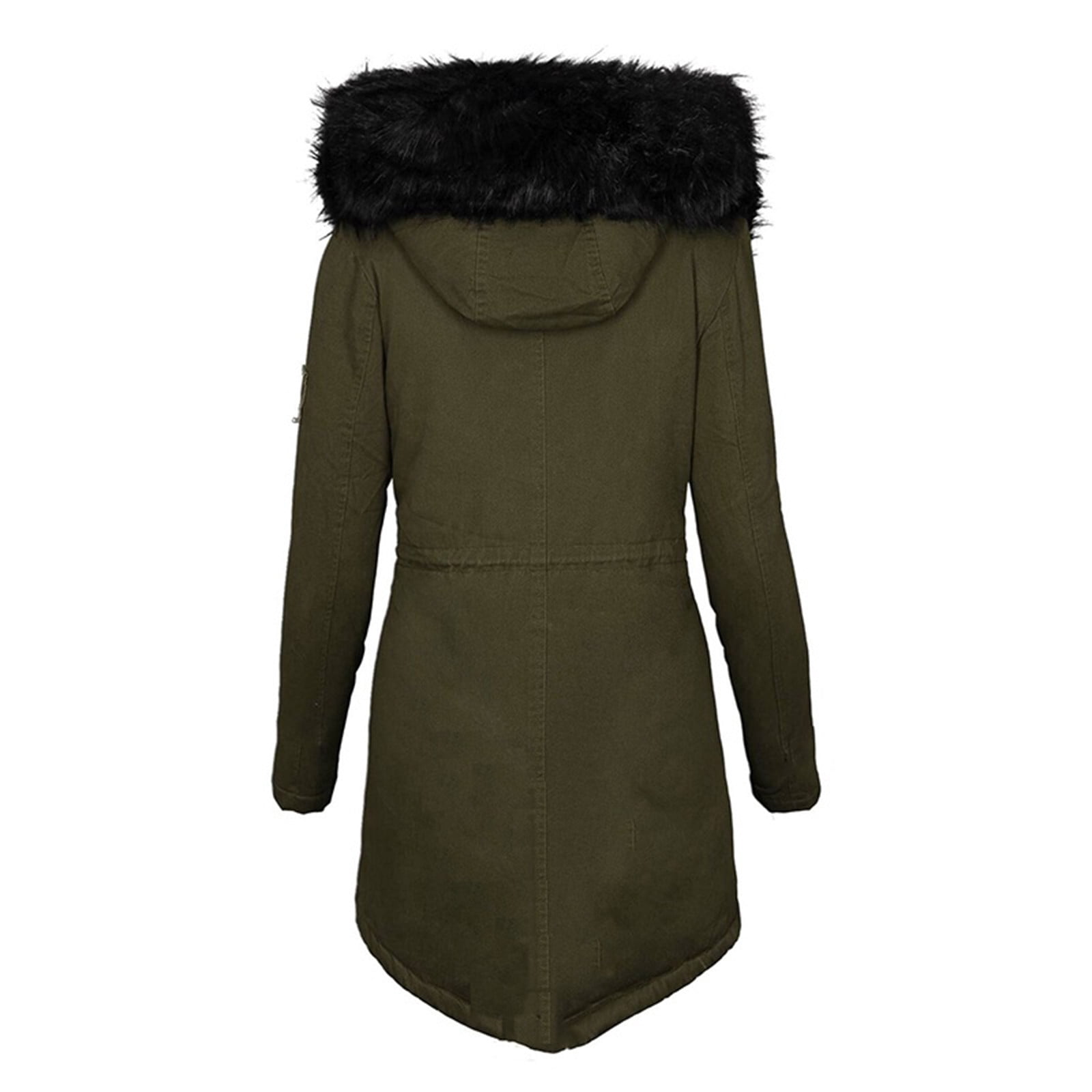 WEIYLL Womens Fleece Jacket Fashion Solid Color Plus Velvet Thick Slim Army Green Ladies Fall Tops And Blouses Size XL