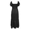thumbnail image 5 of Robes Maxi pour Femmes à Encolure Carrée, Manches Volantées, Robe Smockée avec Poches, 5 of 5