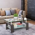 thumbnail image 1 of Costway Table Basse Rectangulaire en Verre Pieds en Métal Table d'Appoint Salon Noir, 1 of 7