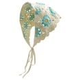 thumbnail image 1 of Hand Crocheted Hook Flower Hollowed Out Triangular Scarf Sweet And Cute Tie Hair Turban Hat, 1 of 2