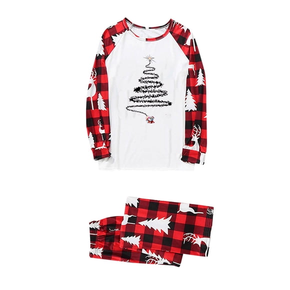 RXMEKW Christmas Pajama Set for Women Plaid Print Long Sleeve Top and Pants Family Matching Loungewear Soft Polyester Fabric for Holiday Photos and Gifts