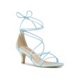 thumbnail image 1 of BLISSFUL STEP Sandales à Lacets à Brides à Talon Kitten pour Femmes pour la Rentrée Bleu Ciel 8,5, 1 of 7