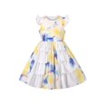 thumbnail image 1 of Girls Dress Princess Layered Ruffle Tie Dye Printing Flutter Sleeve White 10 Years, 1 of 6