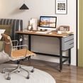 thumbnail image 2 of Costway Bureau d'Ordinateur Roulant Cadre en Métal Table pour PC Portable Dessus en Bois Poste de Travail d'Étude, 2 of 8