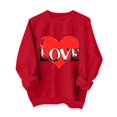 thumbnail image 2 of Styesk Chemises à Manches Longues pour Femmes Imprimé Cœur Hauts Confortables Doux Col Rond T-Shirts Chandail Mode Léger Chandail en Molleton Graphique de la Saint-Valentin Hauts Décontractés, 2 of 3