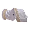 thumbnail image 1 of Vickerman Q222525 4 in. x 5 Yard Silver with Gold Embroidery One-Side Wired Edge Christmas Ribbon, 1 of 1