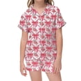 thumbnail image 1 of Satin Pajama Set for Girls Comfortable Two Piece Loungewear with Classic Button Down Design and Soft Short Sleeves, 1 of 3