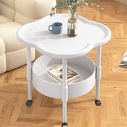 ZZkhGO Mini Bedside Table, Small Apartment Side Table, Space Saving Nightstand for Bedroom Living Room