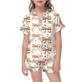 thumbnail image 1 of GDREDA Ensembles de Pyjama pour Filles Pyjama Imprimé pour Fille Haut à Boutons à Manches Courtes Shorts Ensemble de Pyjama pour la Maison Orange, 2-3 Ans, 1 of 4