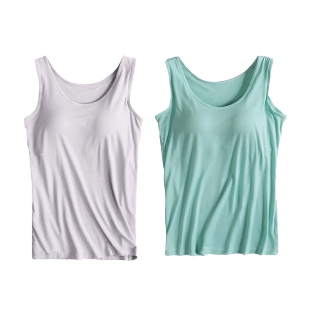 Womens Cotton Camisole Adjustable Camisole With Frame Bra Stretch Undershirt