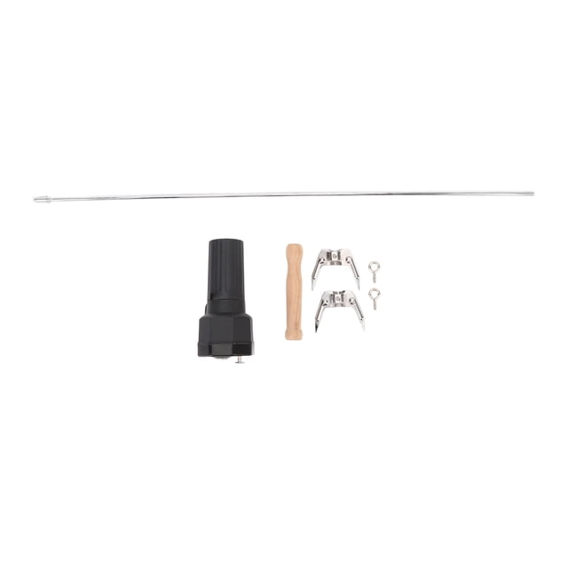 Kit de Gril Rôtissoire Sans Fil - Ensemble Portable de Moteur de BBQ Automatique Rotatif avec Tiges de Broche en Fer et Chrome Résistantes à l'Usure, Poignée en Bois, Supporte jusqu'à 16 Lb, Alimenté par Batterie Sans Fil (Batterie Non