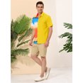 thumbnail image 4 of INSPIRE CHIC Chemises à Manches Courtes Boutonnées Imprimées pour Homme avec Poche Patchwork L Jaune, 4 of 6