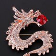 thumbnail image 4 of Hommes Rétro Style Dragon Broche Corsage Broche Chinois Style Parti Badge Bijoux Or + Rouge, 4 of 9