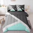 thumbnail image 1 of YST Turquoise Triangle Queen Size Bed In A Bag 7 Piece Teal Dark Gray And Light Grey Comforter Set,Patchwork Geometry Bedding Comforter Sets Modern Abstract Sheet Set With Comforter, 1 of 5