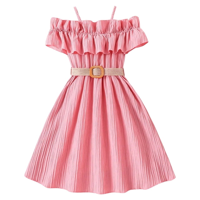 Kcodviy Robe Sans Manches Unie pour Tout-Petites Filles 18-24 Mois Robe de Princesse Robe de Danse Fête Robe à Pois pour Filles Robes Vêtements