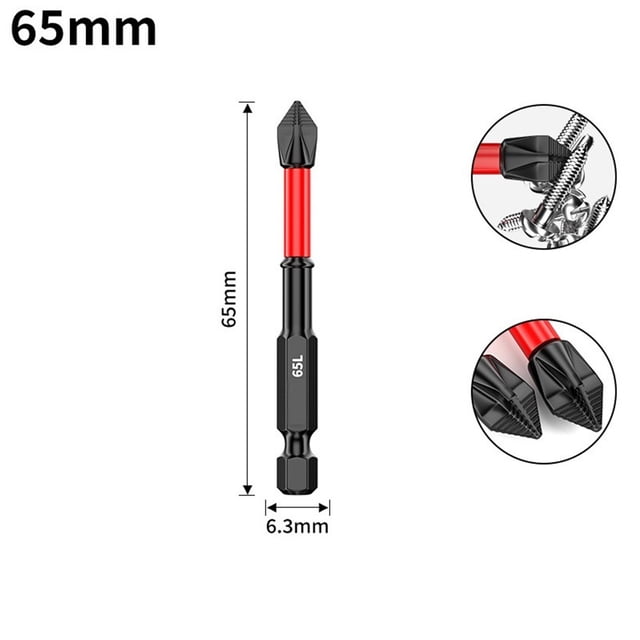 1 Pcs 65mm Non-slip PH2 Magnetic Batch Head Cross Screwdriver Impact Drill Bit