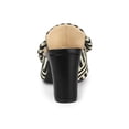 thumbnail image 2 of BLISSFUL STEP Women Stripe Bow Pointed Toe Block Heel Slides Mules Black 11, 2 of 8