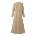 thumbnail image 5 of Robe Midi Mode Femme Manches Longues Couleur Unie Coton Lin Col Rond Robe avec Poches Robe T-Shirt Femme en Liquidation, 5 of 5