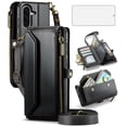 thumbnail image 1 of Asuwish Compatible with Samsung Galaxy A36 5G Zipper Wallet Phone Case Tempered Glass Screen Protector Crossbody Lanyard Strap Flip Card Holder Slot Cell Cover for A36 36A LTE SM-A366U Women Black, 1 of 9